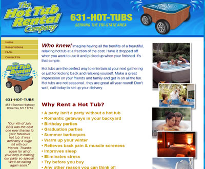 'Hot Tub Rentals Long Island' - found on Google top 10